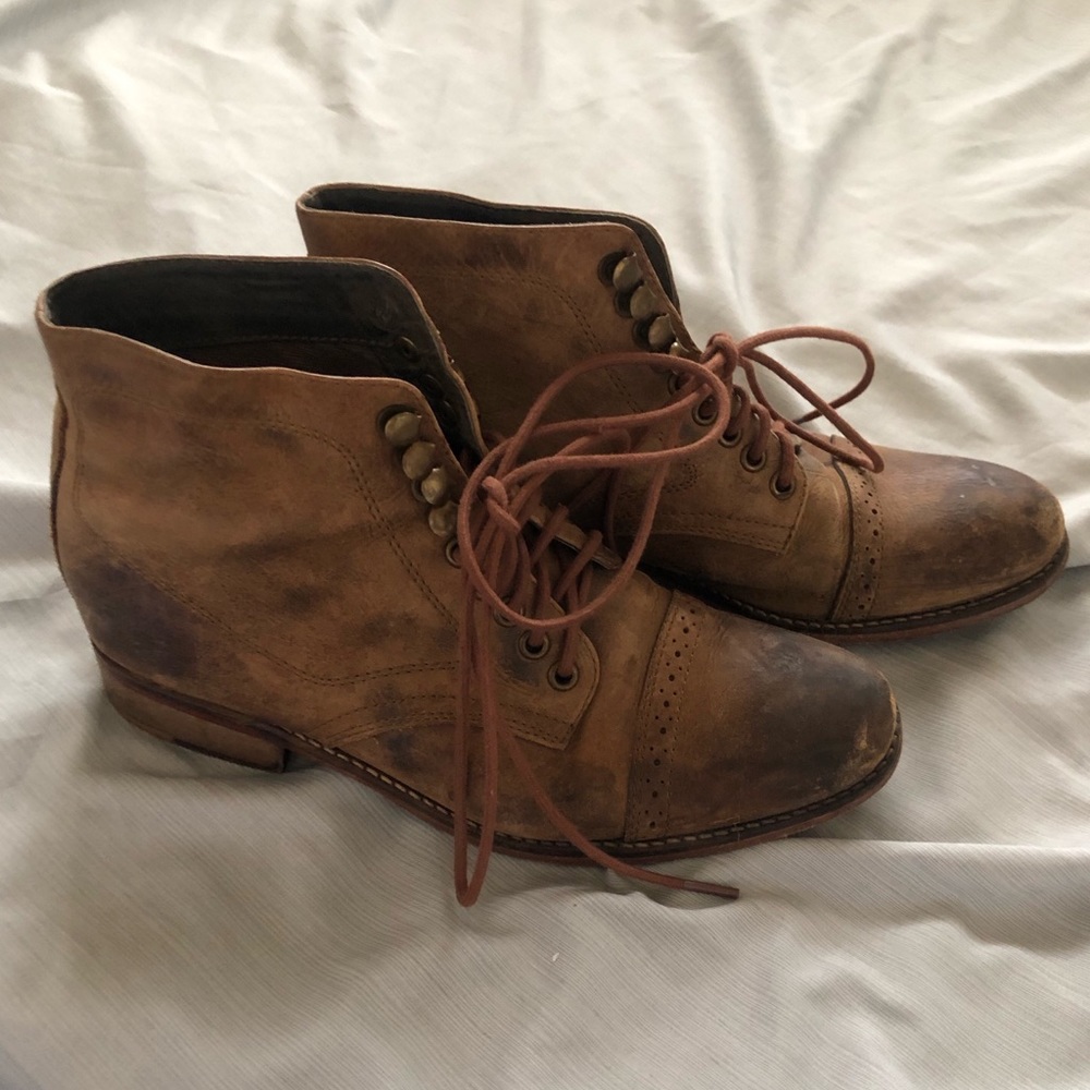 Brown Leather Lace Up Boots from Free People